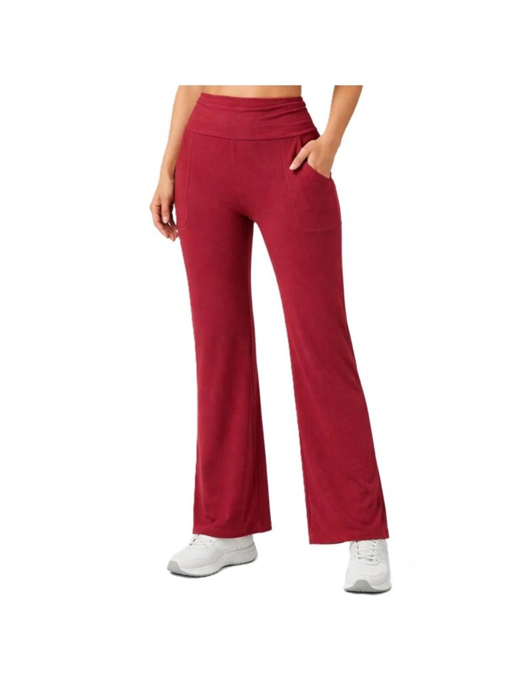 Halara Red High Rise Foldover Waist Flare Bootcut Leggings Size Small NWT